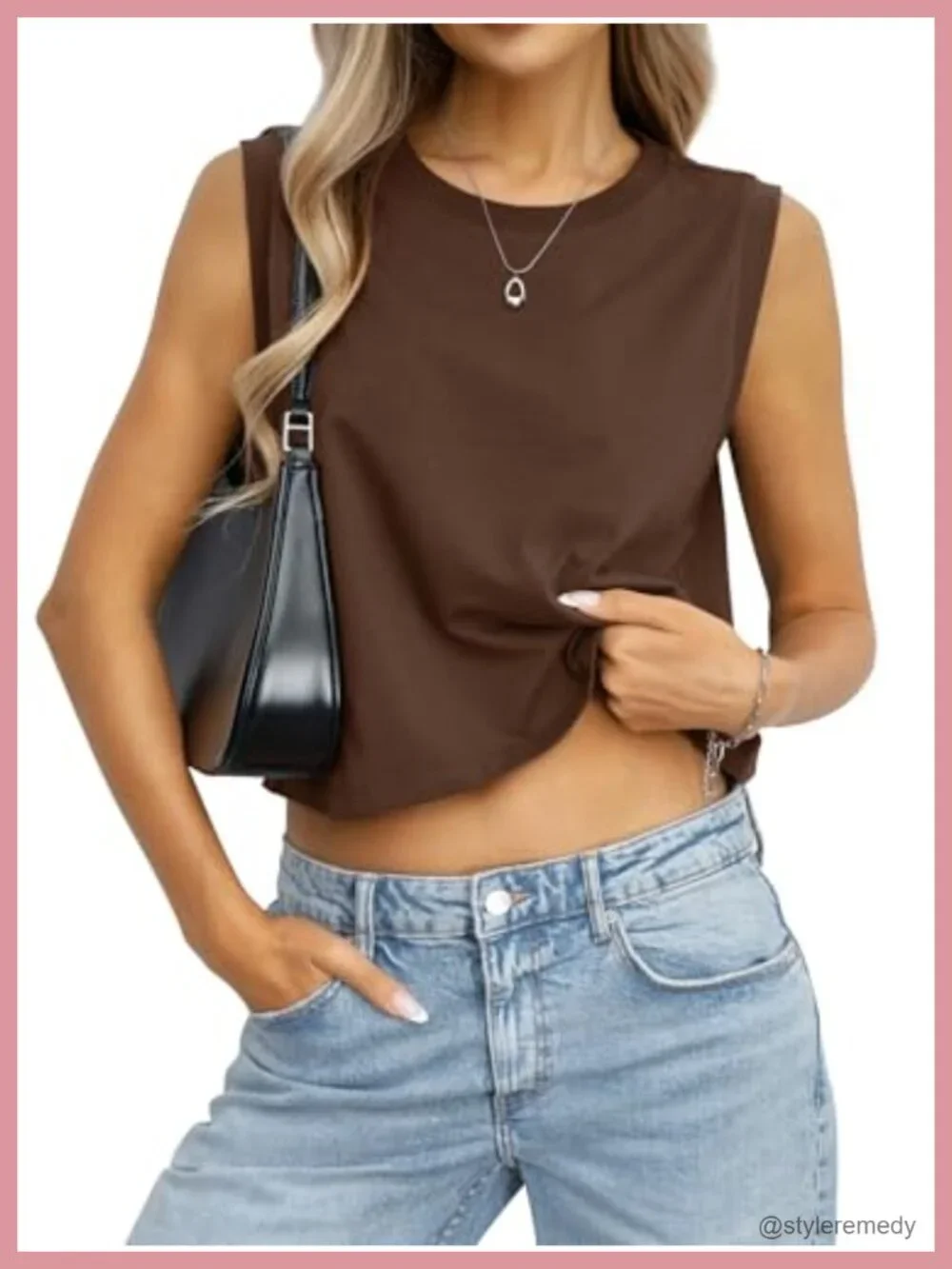 Cotton Spandex Loose Fit Crop Tank Top Crewneck Sleeveless Tee Casual Summer